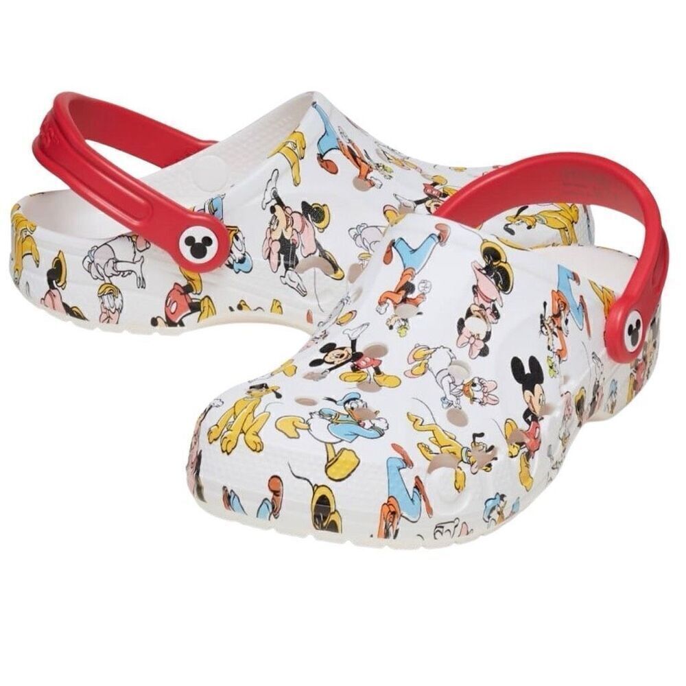 Adult Unisex Disney Mickey and Friends Crocs Red/ White Baya Clog Slip on 7